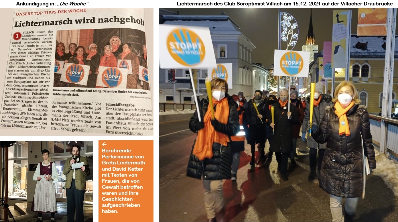 Beeindruckender Lichtermarsch ‚Gegen Gewalt an Frauen‘ am 15.12.2021 in Villach